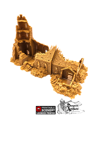 Ruined Norman Church - King and Country - Printable Scenery Terrain Wargaming D&D DnD 10mm 15mm 20mm 25mm 28mm 32mm 40mm 54mm Painted options