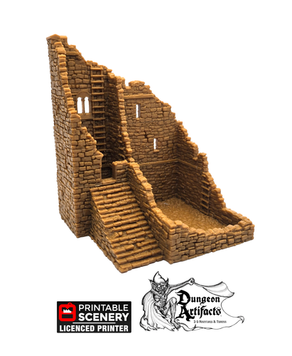 Ruined Norman Stone Fort - King and Country - Printable Scenery Terrain Wargaming D&D DnD 10mm 15mm 20mm 25mm 28mm 32mm 40mm 54mm Painted options
