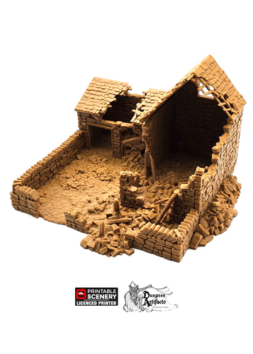 Ruined Pig Farm - King and Country - Printable Scenery Terrain Wargaming D&D DnD 10mm 15mm 20mm 25mm 28mm 32mm 40mm 54mm Painted options