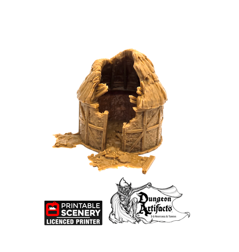 Ruined Small Round House - King and Country - Printable Scenery Terrain Wargaming D&D DnD 10mm 15mm 20mm 25mm 28mm 32mm 40mm 54mm