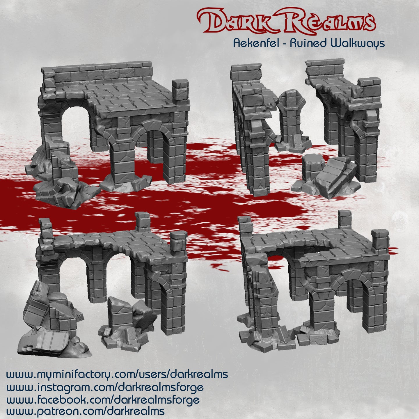 Stone City Ruined Walkways - Arkenfel - Dark Realms Terrain Wargaming D&D DnD