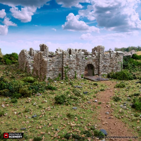 Ruined Norman Stone Fort Walls - King and Country - Printable Scenery Terrain Wargaming D&D DnD 10mm 15mm 20mm 25mm 28mm 32mm 40mm 54mm Painted options