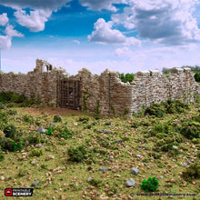 Load image into Gallery viewer, Ruined Norman Stone Fort Walls - King and Country - Printable Scenery Terrain Wargaming D&amp;D DnD 10mm 15mm 20mm 25mm 28mm 32mm 40mm 54mm Painted options
