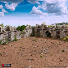Load image into Gallery viewer, Ruined Norman Stone Fort Walls - King and Country - Printable Scenery Terrain Wargaming D&amp;D DnD 10mm 15mm 20mm 25mm 28mm 32mm 40mm 54mm Painted options