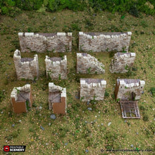 Load image into Gallery viewer, Ruined Norman Stone Fort Walls - King and Country - Printable Scenery Terrain Wargaming D&amp;D DnD 10mm 15mm 20mm 25mm 28mm 32mm 40mm 54mm Painted options