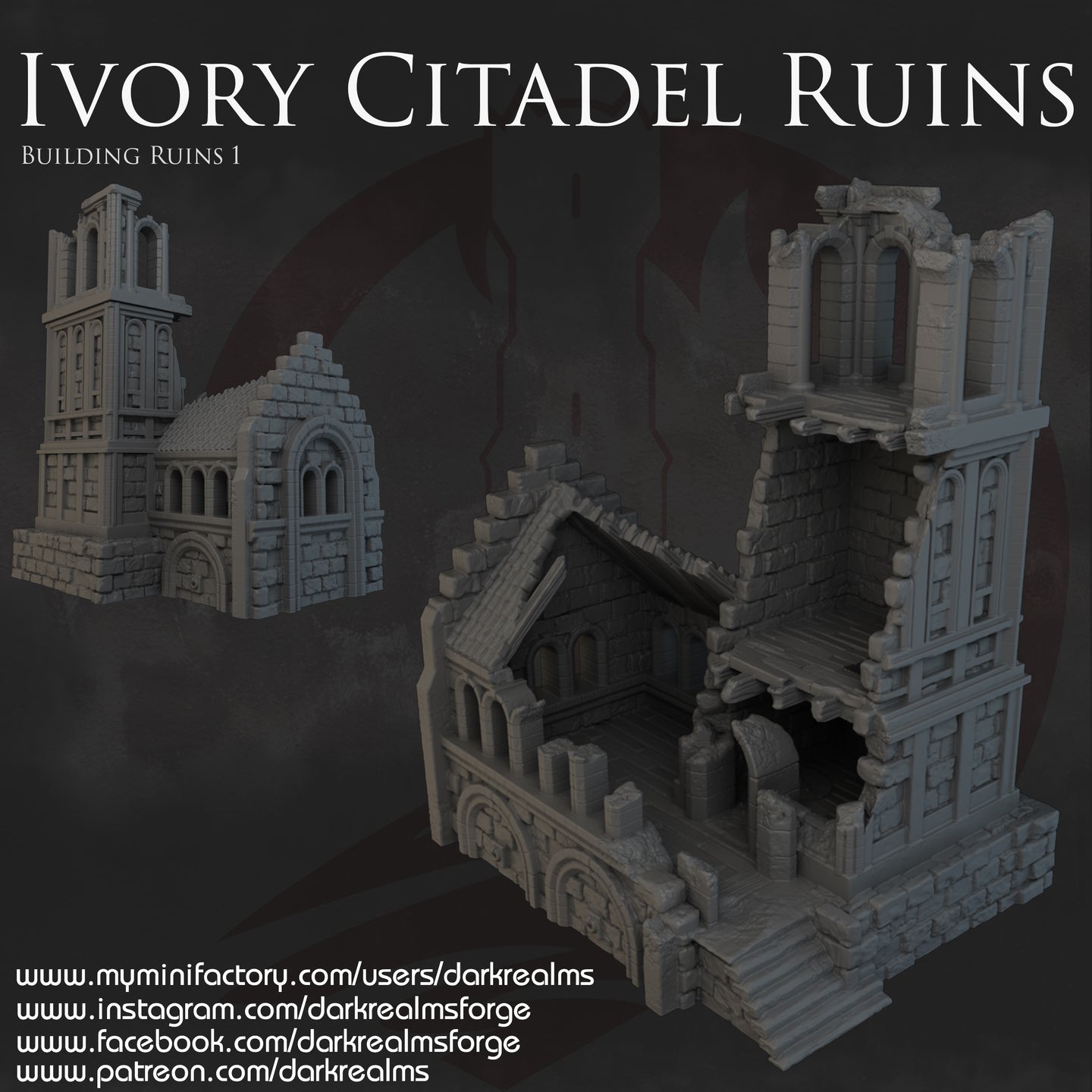 Building Ruins 1  - Ivory Citadel - Dark Realms Terrain Wargaming D&D DnD