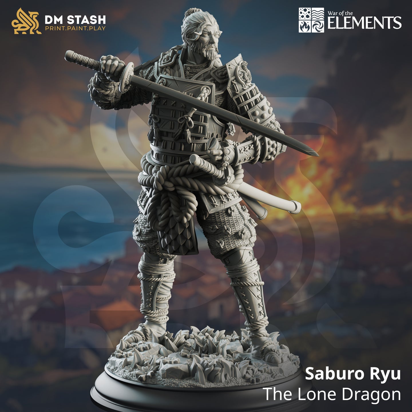 Saburo Ryu - The Lone Dragon - War of the Elements - DM Stash - Terrain Wargaming D&D DnD 32mm 40mm 54mm 75mm