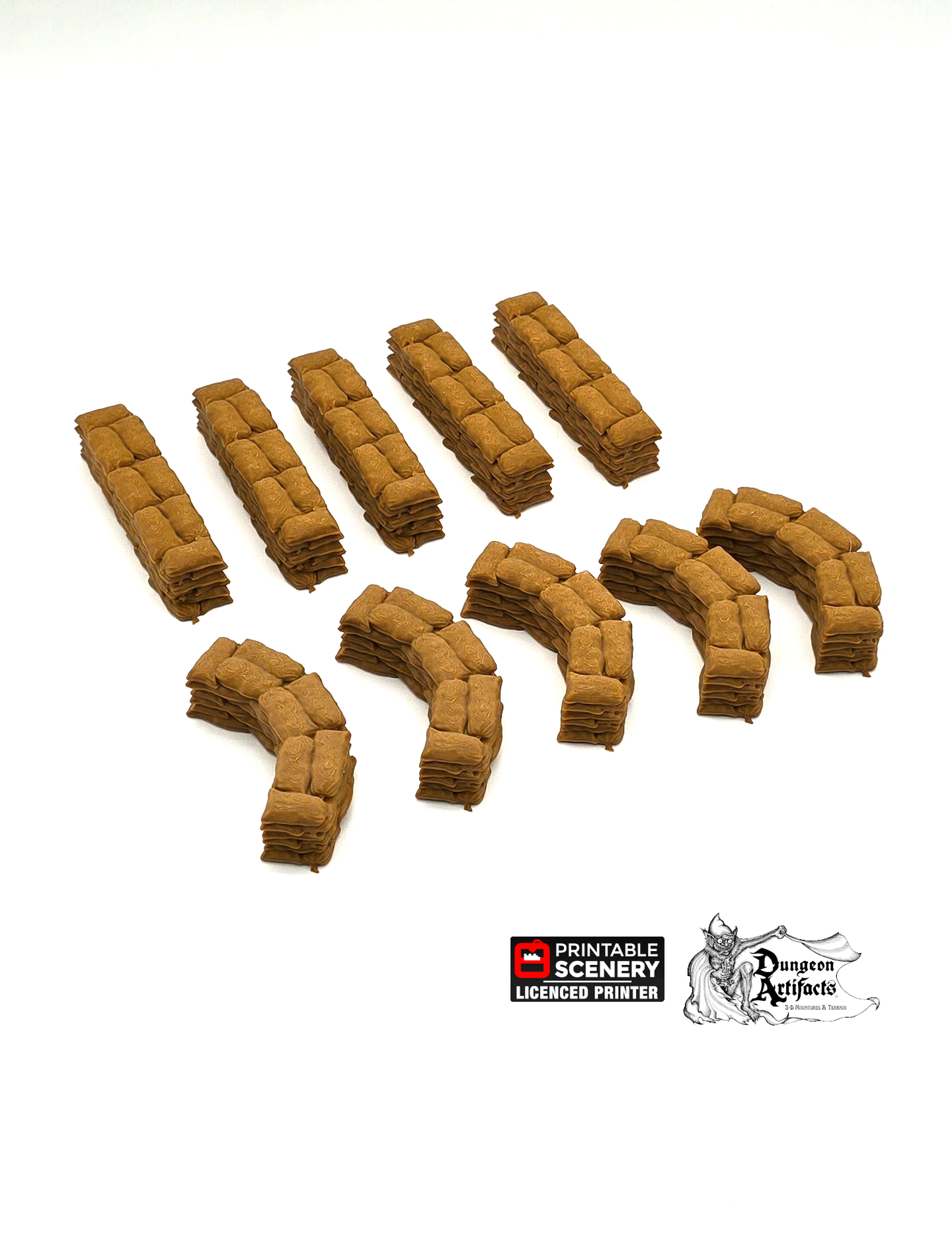 Sandbag Walls - Brave New Worlds - Printable Scenery Wasteworld Terrain Scatter D&D DnD Sand Bag Sandbags Bags