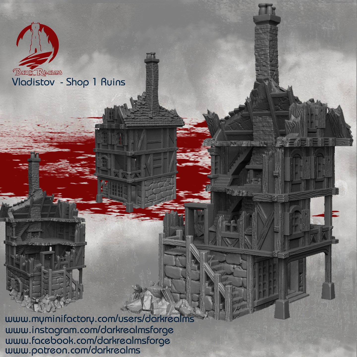 Market Town Shop 1 Ruins - Vladistov - Dark Realms Terrain Wargaming D&D DnD