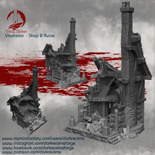 Market Town Shop 2 Ruins - Vladistov - Dark Realms Terrain Wargaming D&D DnD