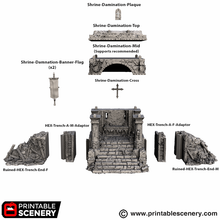 Load image into Gallery viewer, Shrine of Damnation - Trench Tombs - Darkness &amp; Desolation - Printable Scenery - SystemHEX Terrain D&amp;D DnD