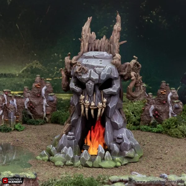 Shrine of the Swamp Beast - The Gloaming Swamps - Printable Scenery Terrain Wargaming D&D DnD 10mm 15mm 20mm 28mm 32mm 40mm 54mm