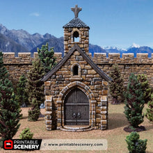 Load image into Gallery viewer, Small Chapel - Kingdoms of Throne and Ash - Printable Scenery - Terrain, Wargaming, D&amp;D, DnD