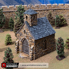 Load image into Gallery viewer, Small Chapel - Kingdoms of Throne and Ash - Printable Scenery - Terrain, Wargaming, D&amp;D, DnD