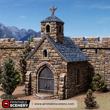 Load image into Gallery viewer, Small Chapel - Kingdoms of Throne and Ash - Printable Scenery - Terrain, Wargaming, D&amp;D, DnD