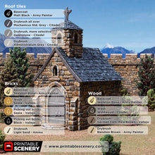 Load image into Gallery viewer, Small Chapel - Kingdoms of Throne and Ash - Printable Scenery - Terrain, Wargaming, D&amp;D, DnD