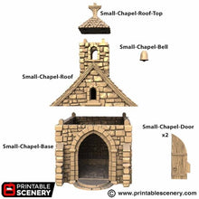 Load image into Gallery viewer, Small Chapel - Kingdoms of Throne and Ash - Printable Scenery - Terrain, Wargaming, D&amp;D, DnD