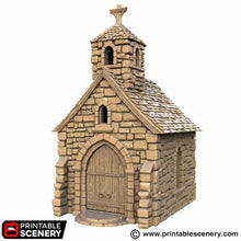 Load image into Gallery viewer, Small Chapel - Kingdoms of Throne and Ash - Printable Scenery - Terrain, Wargaming, D&amp;D, DnD