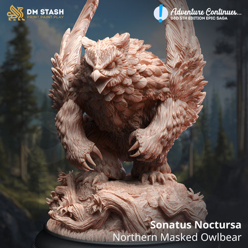 Sonatus Noctursa Northern Masked Owlbear - Adventure Continues - DM Stash - Wargaming D&D DnD, 28mm, 32mm, 40mm, 54mm, 75mm, 100mm, 125mm