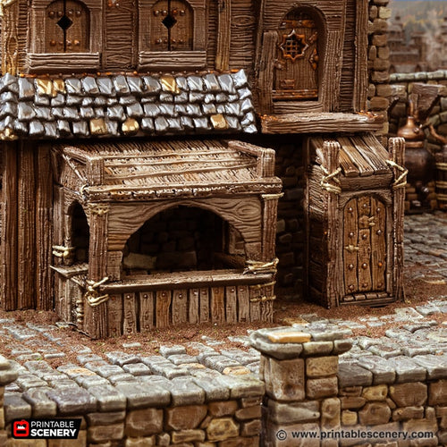 Ramshackle Outhouse and Stable - Cities of Ramshackle and Ruin - Printable Scenery - Terrain, Wargaming, D&D, DnD