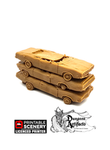 Load image into Gallery viewer, Stacked Junkyard Cars - Brave New Worlds - Printable Scenery Wasteworld Gaslands Terrain Scatter D&amp;D DnD