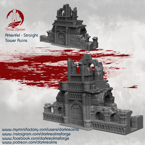 Stone City Straight Tower Ruins - Arkenfel - Dark Realms Terrain Wargaming D&D DnD