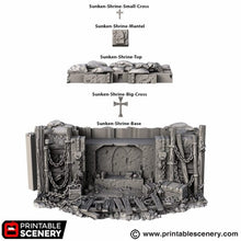 Load image into Gallery viewer, Sunken Trench Shrine - Darkness &amp; Desolation - Trench Tombs - Printable Scenery - Wargaming Terrain