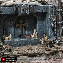 Load image into Gallery viewer, Sunken Trench Shrine - Darkness &amp; Desolation - Trench Tombs - Printable Scenery - Wargaming Terrain