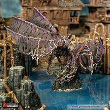 Load image into Gallery viewer, Swamp Dragon Awakes - Cities of Ramshackle and Ruin - Printable Scenery Terrain Wargaming D&amp;D DnD 28mm 32mm 40mm 54mm
