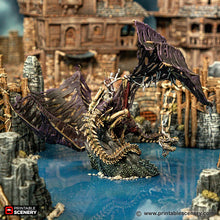 Load image into Gallery viewer, Swamp Dragon Awakes - Cities of Ramshackle and Ruin - Printable Scenery Terrain Wargaming D&amp;D DnD 28mm 32mm 40mm 54mm