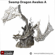 Load image into Gallery viewer, Swamp Dragon Awakes - Cities of Ramshackle and Ruin - Printable Scenery Terrain Wargaming D&amp;D DnD 28mm 32mm 40mm 54mm