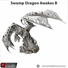 Load image into Gallery viewer, Swamp Dragon Awakes - Cities of Ramshackle and Ruin - Printable Scenery Terrain Wargaming D&amp;D DnD 28mm 32mm 40mm 54mm