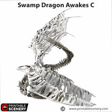 Load image into Gallery viewer, Swamp Dragon Awakes - Cities of Ramshackle and Ruin - Printable Scenery Terrain Wargaming D&amp;D DnD 28mm 32mm 40mm 54mm