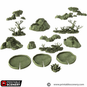 Swamp Scatter - The Gloaming Swamps - Printable Scenery Terrain Wargaming D&D DnD 15mm 20mm 28mm 32mm 40mm 54mm