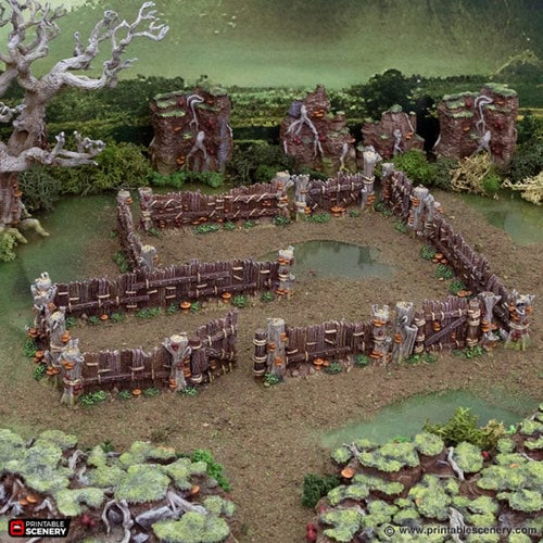 Wildwood Fences - The Gloaming Swamps - Printable Scenery Terrain Wargaming 15mm 20mm 25mm 28mm 32mm 40mm 54mm D&D DnD