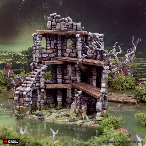 Wildwood Ruins E - The Gloaming Swamps - Printable Scenery Terrain Wargaming 15mm 20mm 25mm 28mm 32mm 40mm 54mm D&D DnD