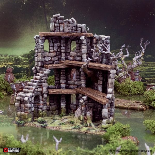 Wildwood Ruins E - The Gloaming Swamps - Printable Scenery Terrain Wargaming 15mm 20mm 25mm 28mm 32mm 40mm 54mm D&D DnD