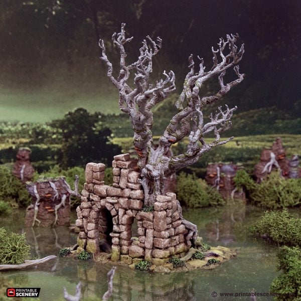 Wildwood Ruins C - The Gloaming Swamps - Printable Scenery Terrain Wargaming 15mm 20mm 25mm 28mm 32mm 40mm 54mm D&D DnD