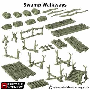 Swamp Walkways - The Gloaming Swamps - Printable Scenery Terrain Wargaming 15mm 20mm 25mm 28mm 32mm 40mm 54mm D&D DnD