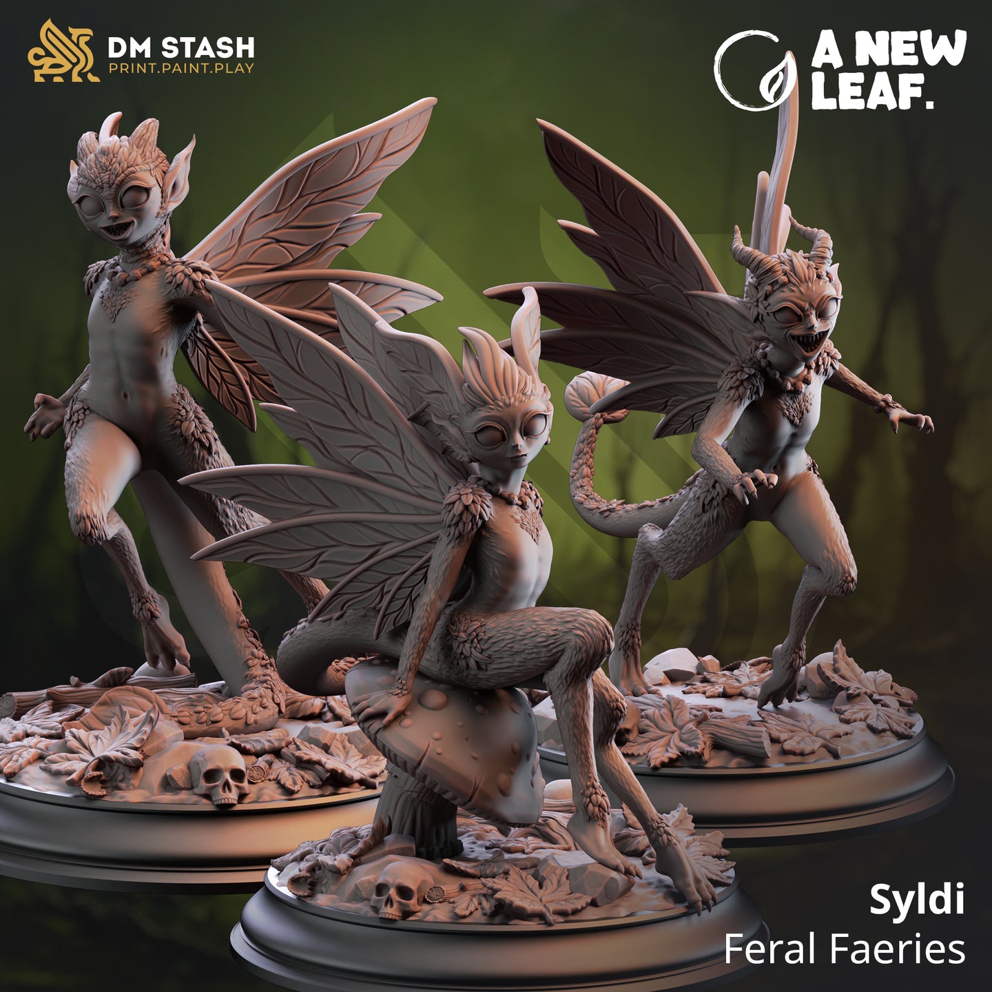 Syldi Feral Faeries - A New Leaf - DM Stash - Wargaming D&D DnD, 28mm, 32mm, 40mm, 54mm, 75mm, 100mm, 125mm