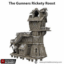Load image into Gallery viewer, The Gunners Rickety Roost - Cities of Ramshackle and Ruin - Printable Scenery - Terrain, Wargaming, D&amp;D, DnD