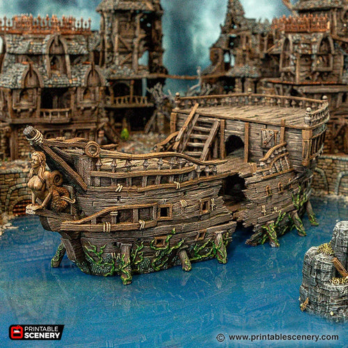 Shipwrecked Siren - Cities of Ramshackle and Ruin - Printable Scenery - Terrain, Wargaming, D&D, DnD