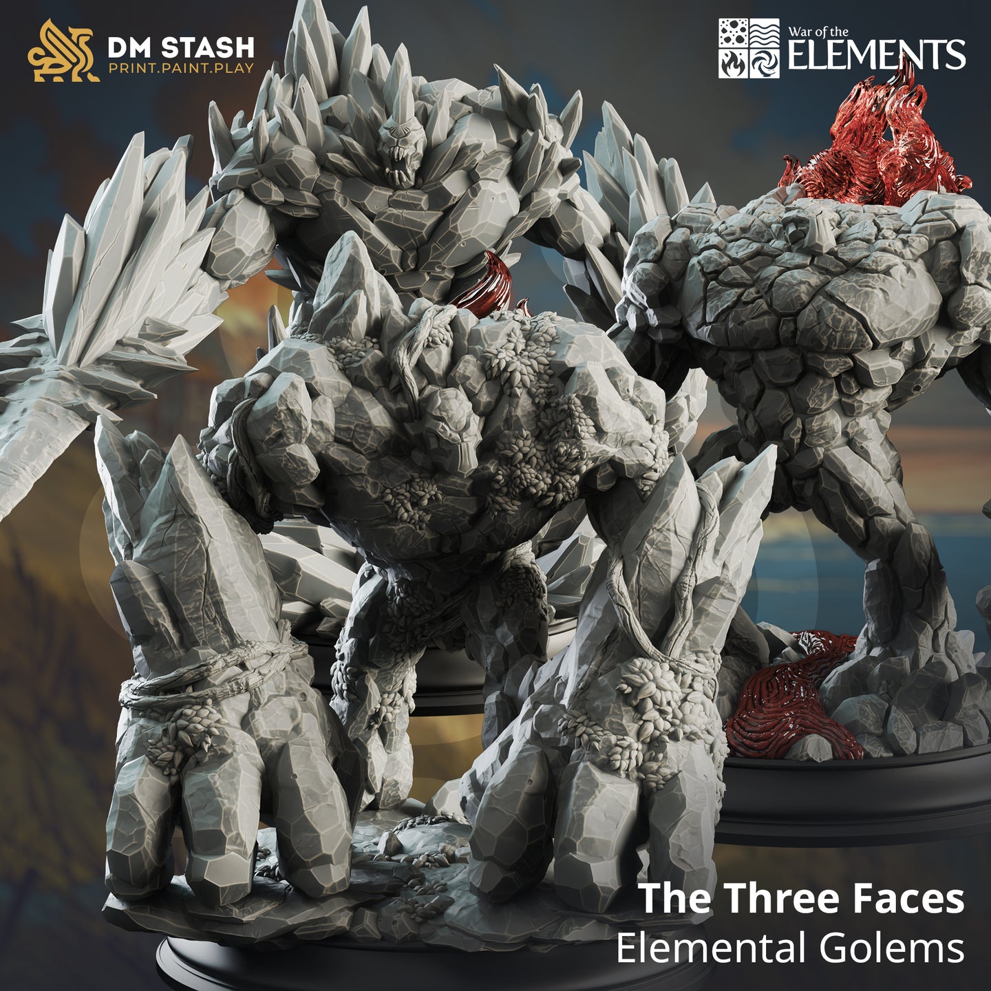 The Three Faces - Elemental Golems - DM Stash - Terrain Wargaming D&D DnD 32mm 40mm