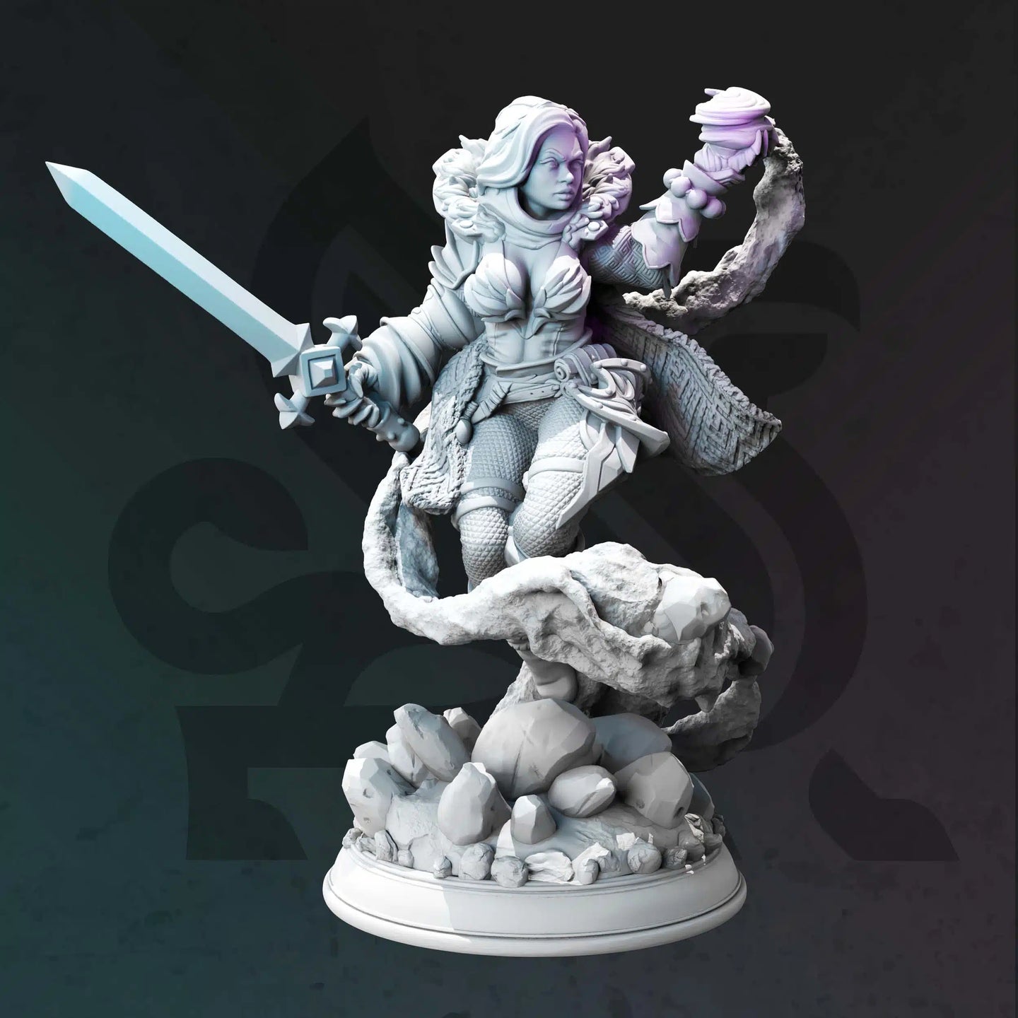 Tirina Rose Caster of the Watch - Frozen Wastes - DM Stash - Terrain, Wargaming, D&D, DnD, 28mm, 32mm, 40mm, 54mm, 75mm, 100mm, 125mm