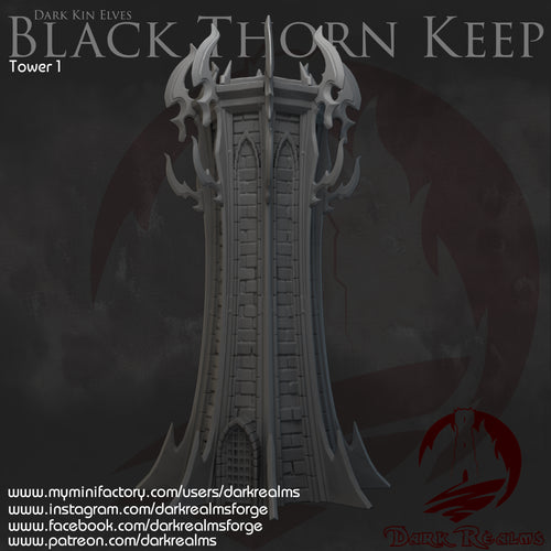 Dark Kin Elven Tower 1 - Black Thorn Keep - Dark Realms Terrain Wargaming D&D DnD