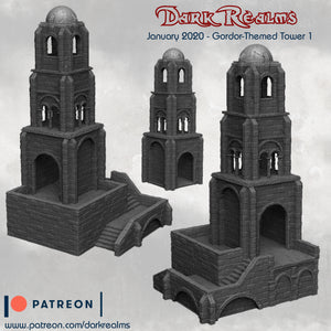 Stone City Tower 1 w/ base - Arkenfel - Dark Realms Terrain Wargaming D&D DnD