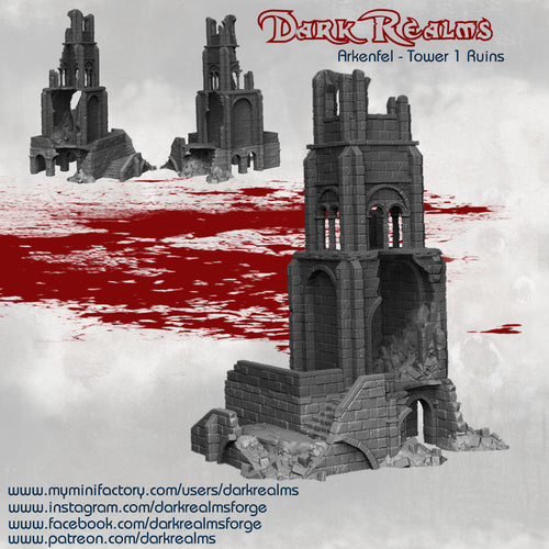 Stone City Tower 1 Ruins - Arkenfel - Dark Realms Terrain Wargaming D&D DnD