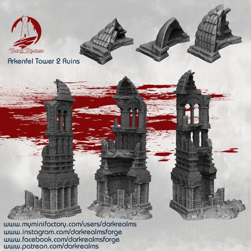 Stone City Tower 2 Ruins - Arkenfel - Dark Realms Terrain Wargaming D&D DnD