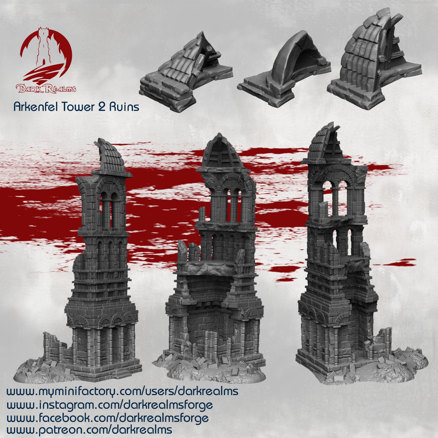 Stone City Tower 2 Ruins - Arkenfel - Dark Realms Terrain Wargaming D&D DnD