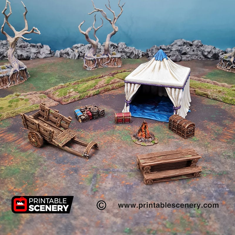 Travelers Camp II  - Shadowfey - Printable Scenery Terrain Wargaming D&D DnD 28mm 32mm 40mm 54mm